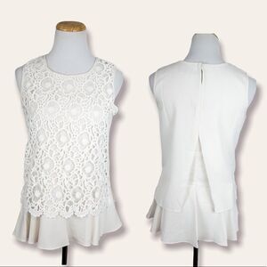 Goodnight Macaroon Womens Size Small White Sleeveless Guipure Lace Top Blouse